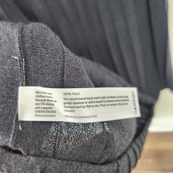 Eileen Fisher Dress Womens PM Wool Pleated Ribbed Knee Length Minimalist Gray  - - Picture 6 of 9